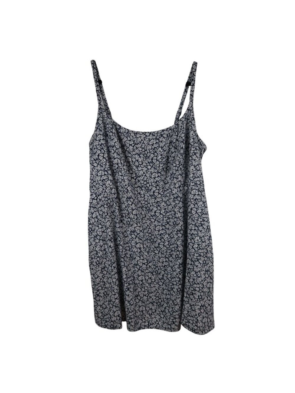 Old Navy 2X White Navy Floral Print Smocked Sleeveless Linen Blend Dress